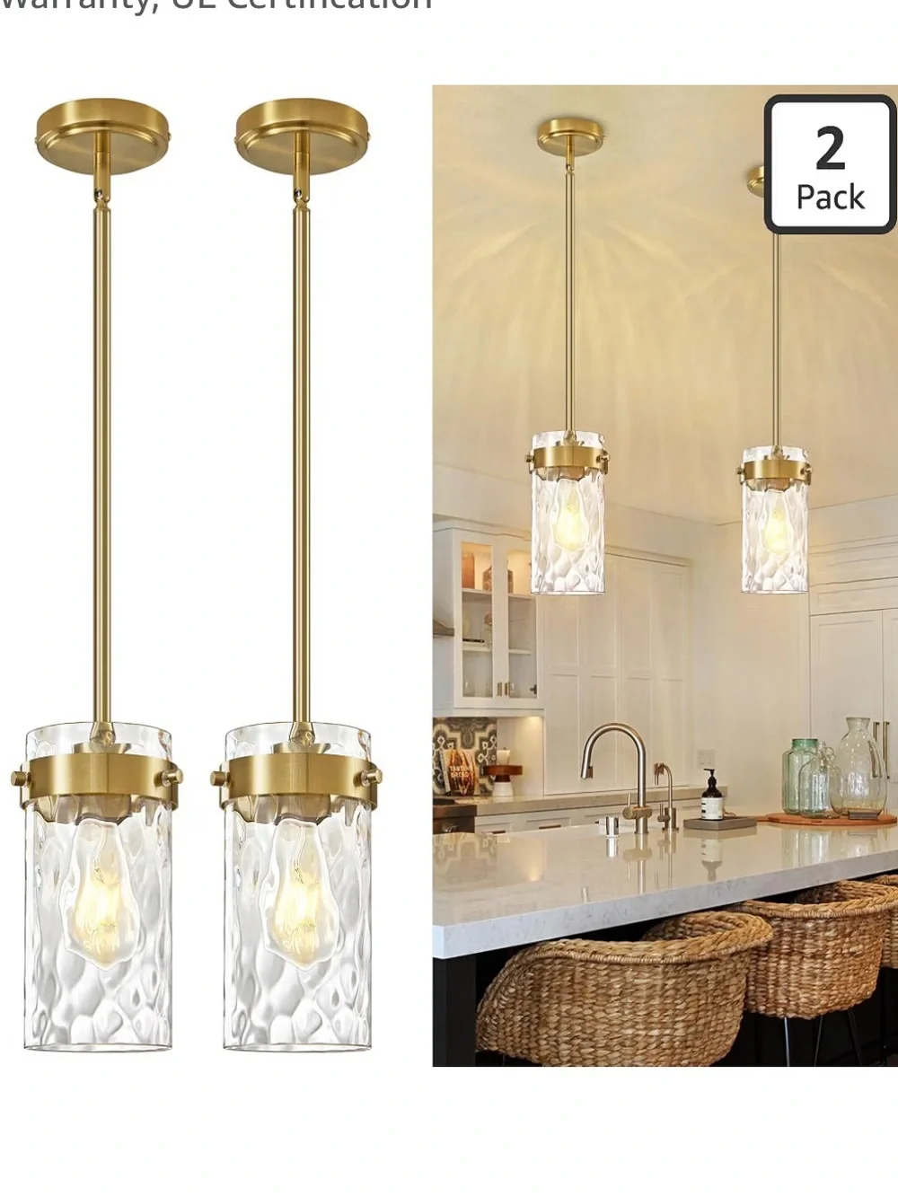 NIB Brushed Gold Pendant Lights for Kitchen Island 4.72